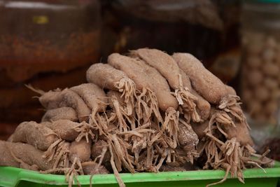 Close-up of dried for sale in market