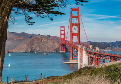 Bridge over sea against sky