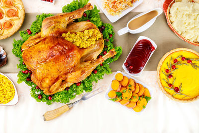 High angle view of food on table