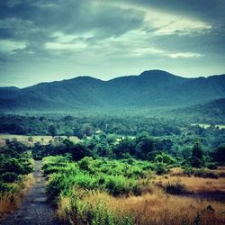 Scenic view of mountains against sky