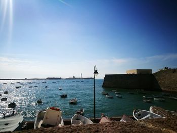 Scenic view of sea against blue sky