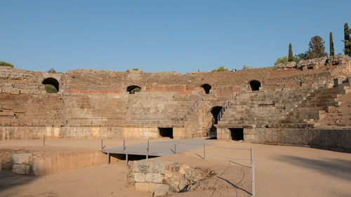 View of old ruins against clear sky