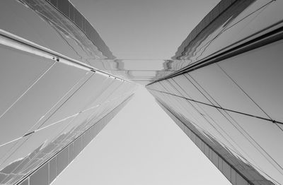 Low angle view of modern buildings against clear sky