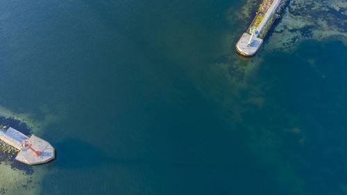 High angle view of boat in sea