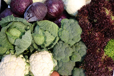 High angle view of vegetables at market stall