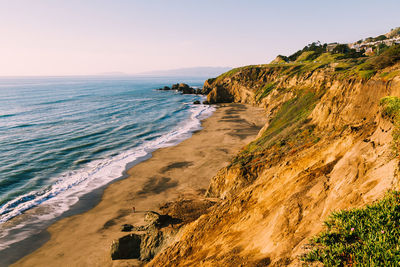 Scenic view of sea against clear sky