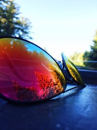 Close-up of car on tree against sky
