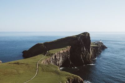 Scenic view of sea against clear sky