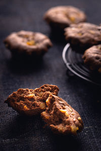 Close-up of cookies on table