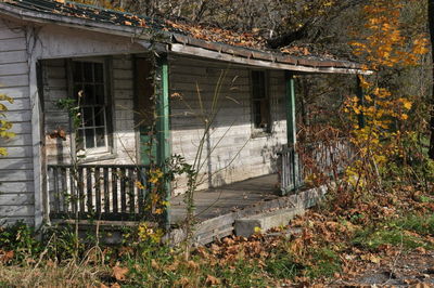 Closed door of house