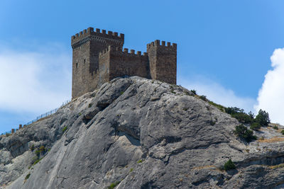 Low angle view of fort against sky