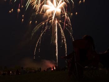 Fireworks exploding at night