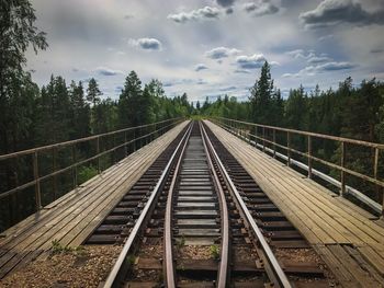 Railroad tracks against sky