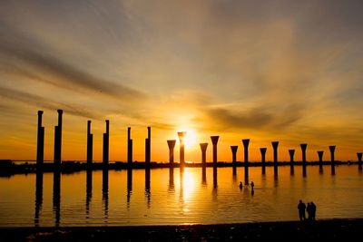 Scenic view of sunset over sea