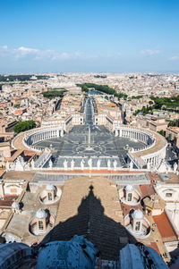 High angle view of buildings in city