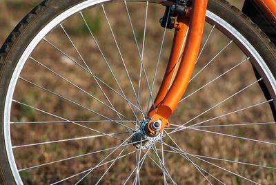 Close-up of bicycle wheel