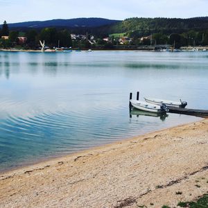 Scenic view of lake against sky