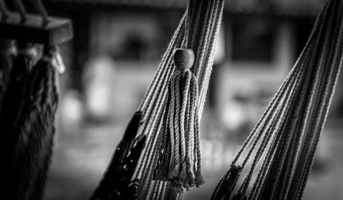 Close-up of tassel attached to hammock