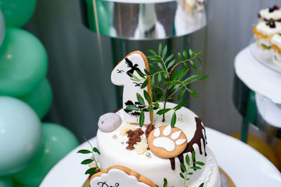 Close-up of cake on table