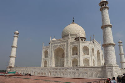 View of mesmerising taj against clear sky