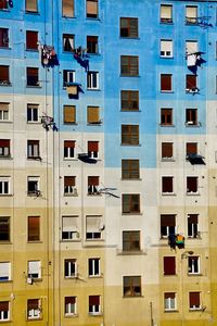 Windows on the facade of the building, architecture in bilbao city spain, travel destination