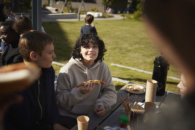 People having meal outdoor