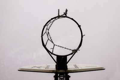 Low angle view of basketball hoop against clear sky