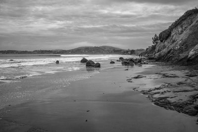 Scenic view of beach against sky