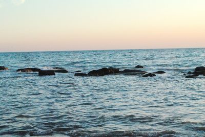 Scenic view of sea against clear sky