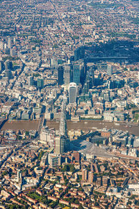 High angle view of buildings in city