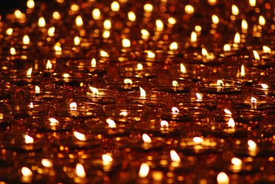 Full frame shot of illuminated candles