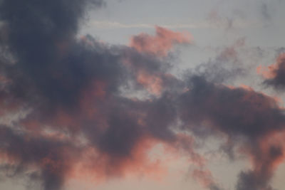 Low angle view of cloudy sky during sunset