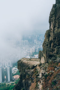 Panoramic view of rocky mountains against sky