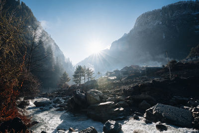 Scenic view of mountains against sky