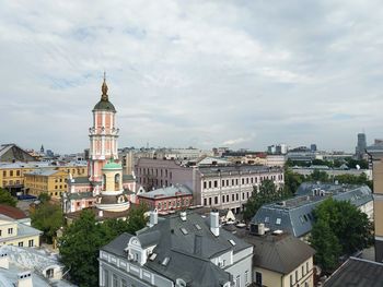 High angle view of buildings in city