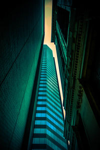 Low angle view of illuminated office building