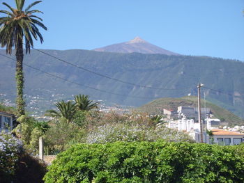 Scenic view of mountains against clear sky