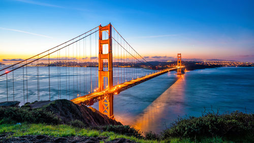 Suspension bridge over river