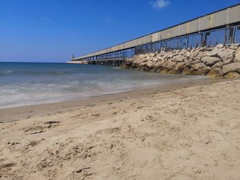 Scenic view of beach against clear sky