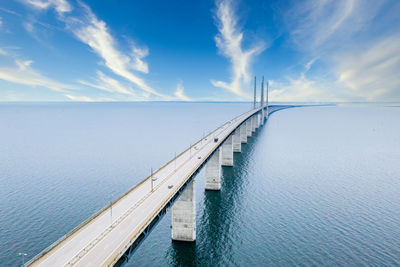 Aerial view of the bridge between denmark and sweden, oresundsbron.