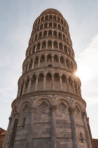 Low angle view of old temple against sky