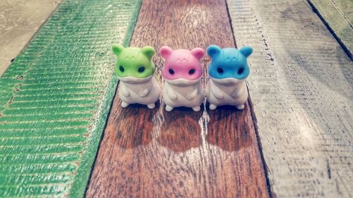 High angle view of ice cream on table