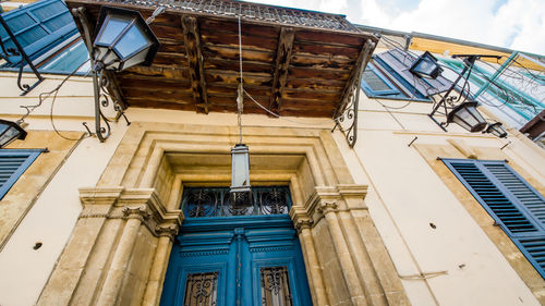 Low angle view of old building against sky