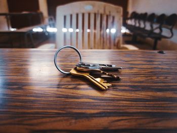 Close-up of eyeglasses on table