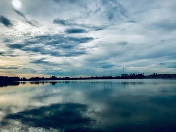 Scenic view of lake against sky