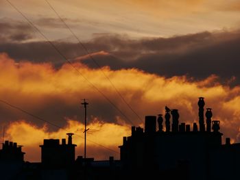 Low angle view of silhouette buildings against sky during sunset