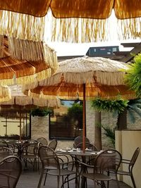 Chairs and tables at restaurant