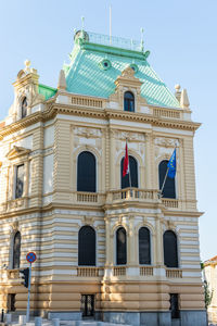 Low angle view of building against clear sky