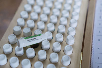 High angle view of medicines