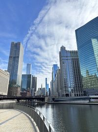 Low angle view of skyscrapers against sky